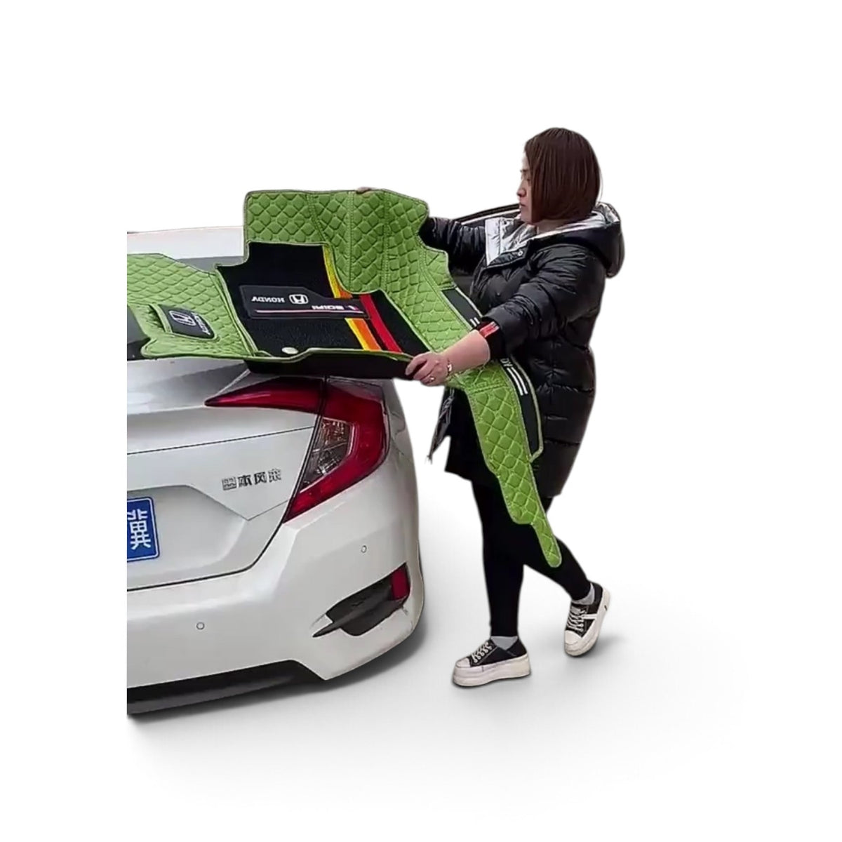Alfombras impermeables dobles hechas de cuero ecológico artificial personalizada para Auto (A Medida exacta)