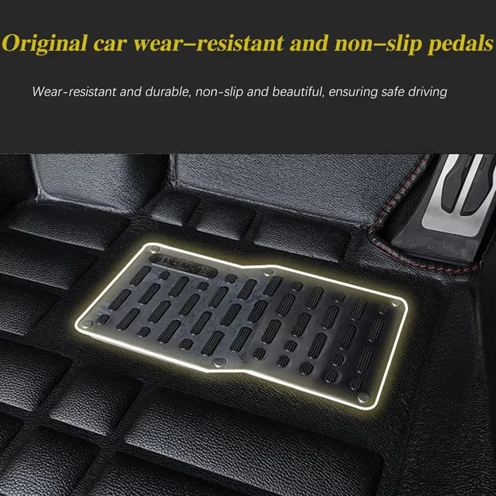 Car Leather Floor Mat for Volkswagen VW Atlas Teramont 2018~2024 Anti-dirty Foot Liner Waterproof Pad Carpet Custom Accessories