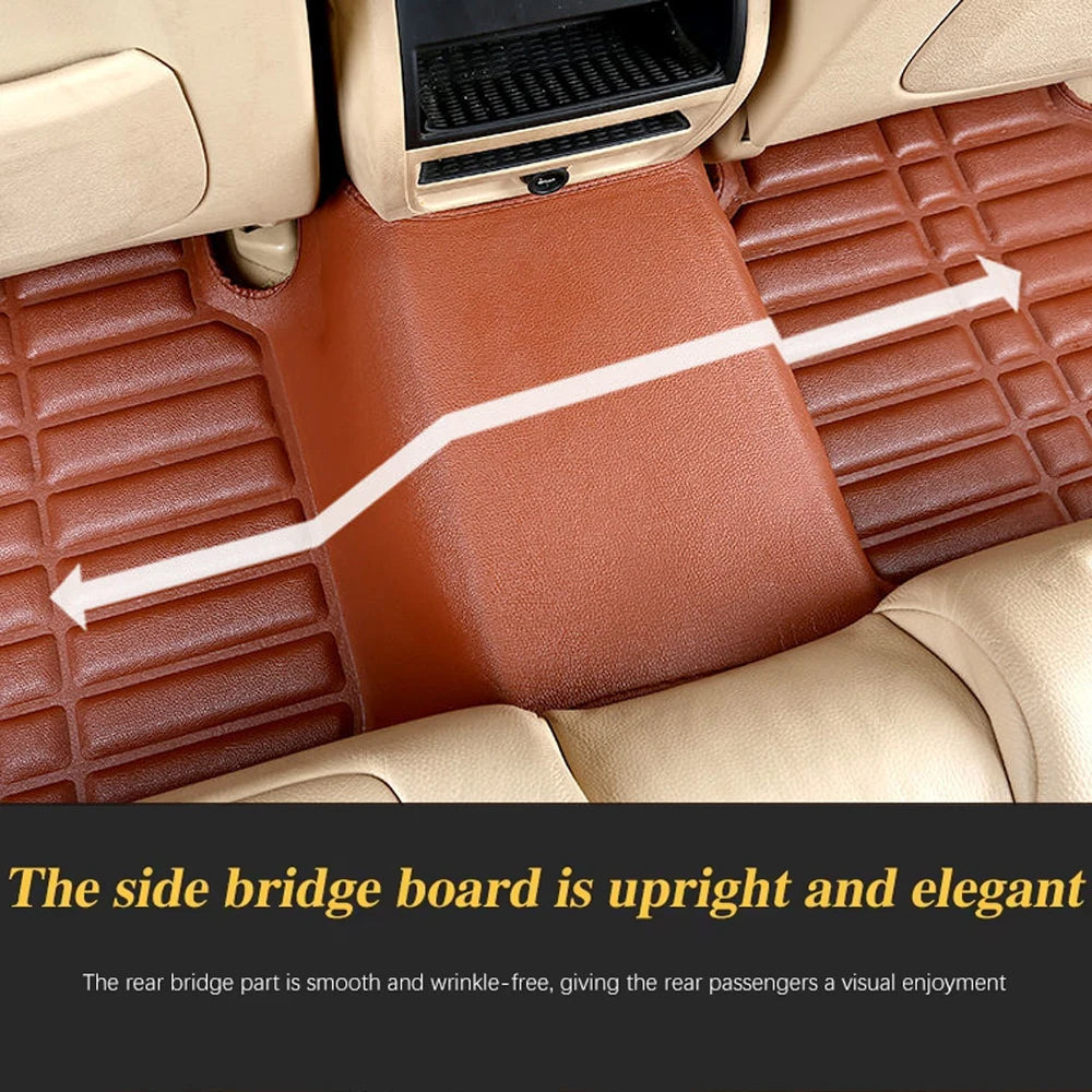 Car Leather Floor Mat for Volkswagen VW Atlas Teramont 2018~2024 Anti-dirty Foot Liner Waterproof Pad Carpet Custom Accessories