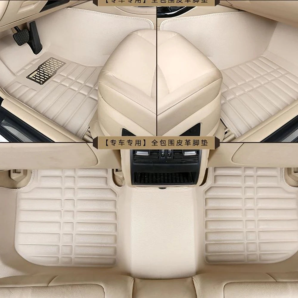 Car Leather Floor Mat for Volkswagen VW Atlas Teramont 2018~2024 Anti-dirty Foot Liner Waterproof Pad Carpet Custom Accessories