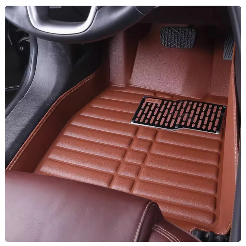 Car Leather Floor Mat for Volkswagen VW Atlas Teramont 2018~2024 Anti-dirty Foot Liner Waterproof Pad Carpet Custom Accessories