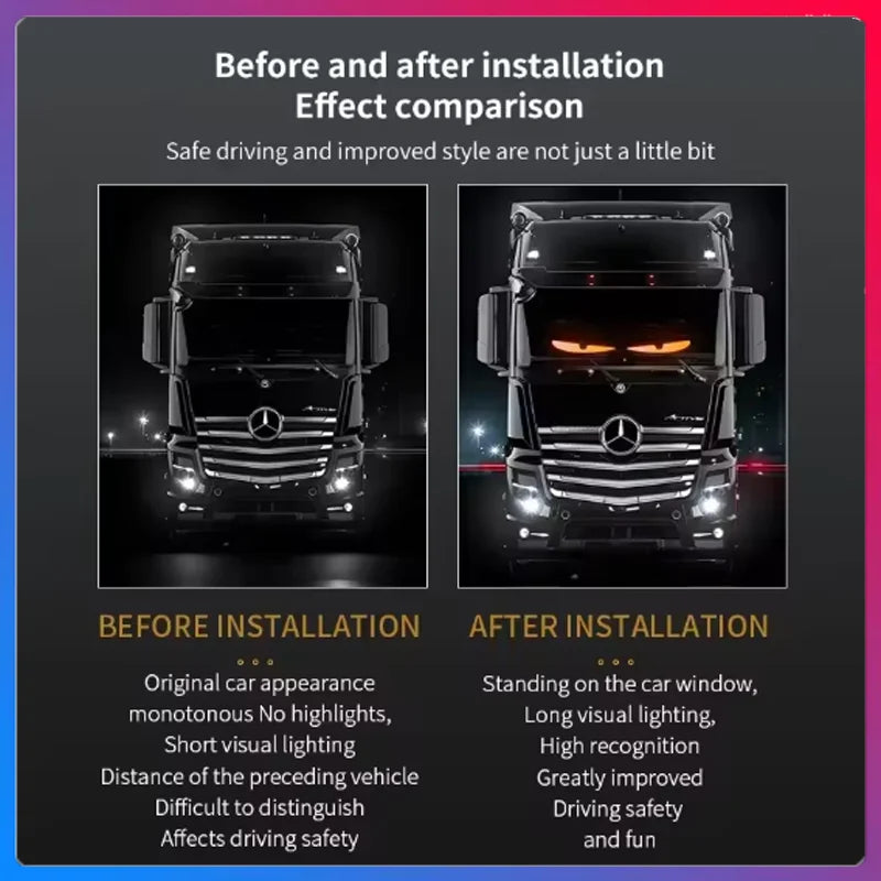 Led Eyes for Truck DIY Custom Text Pattern Programmable Display Truck Car Devil Eye App Control Scrolling Advertising LED Sign