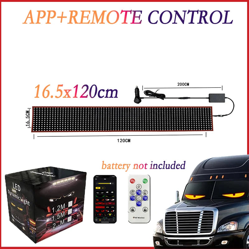 Led Eyes for Truck DIY Custom Text Pattern Programmable Display Truck Car Devil Eye App Control Scrolling Advertising LED Sign