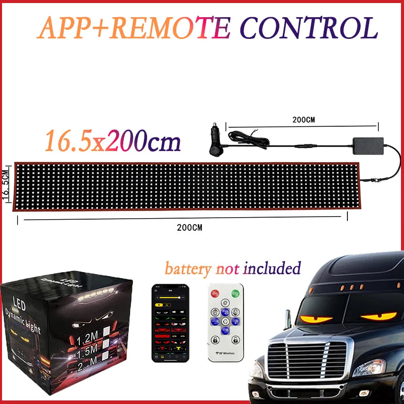 Led Eyes for Truck DIY Custom Text Pattern Programmable Display Truck Car Devil Eye App Control Scrolling Advertising LED Sign
