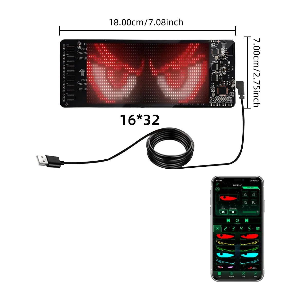 LED Eye for Car Window Screen Wireless Adhesive LED Light Blazexel Devil Eyes Light Flex LED Display Dynamic Eyes for Car