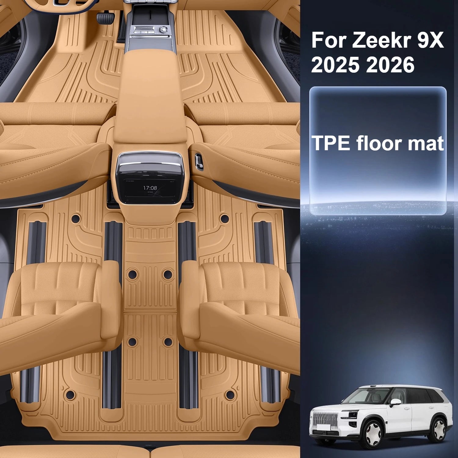 For Zeekr 9X 2025 2026 Full-Coverage TPE Floor Mats Waterproof and Scratch-Resistant Carpet Interior Modification Accessories