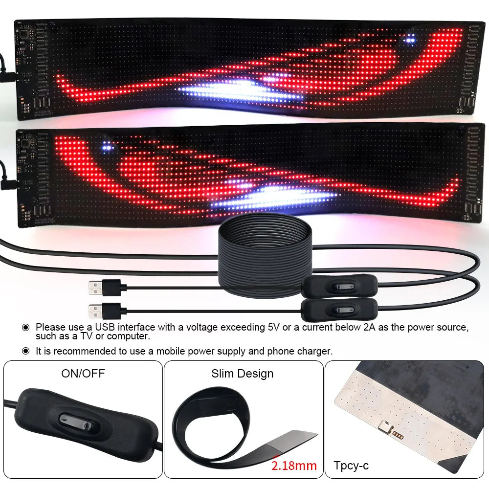LED Devil Eye Light for Car Truck Windshield Animated LED Matrix Panel Sign Flexible Programmable Digital Display Light APP