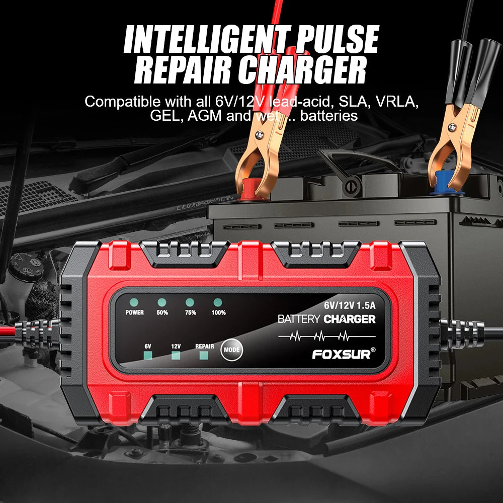Car Battery Charger Auto Intelligent Pulse Repair Tool Multifunctional Voltage Temperature Detection For RV SUV Motorcycle Truck