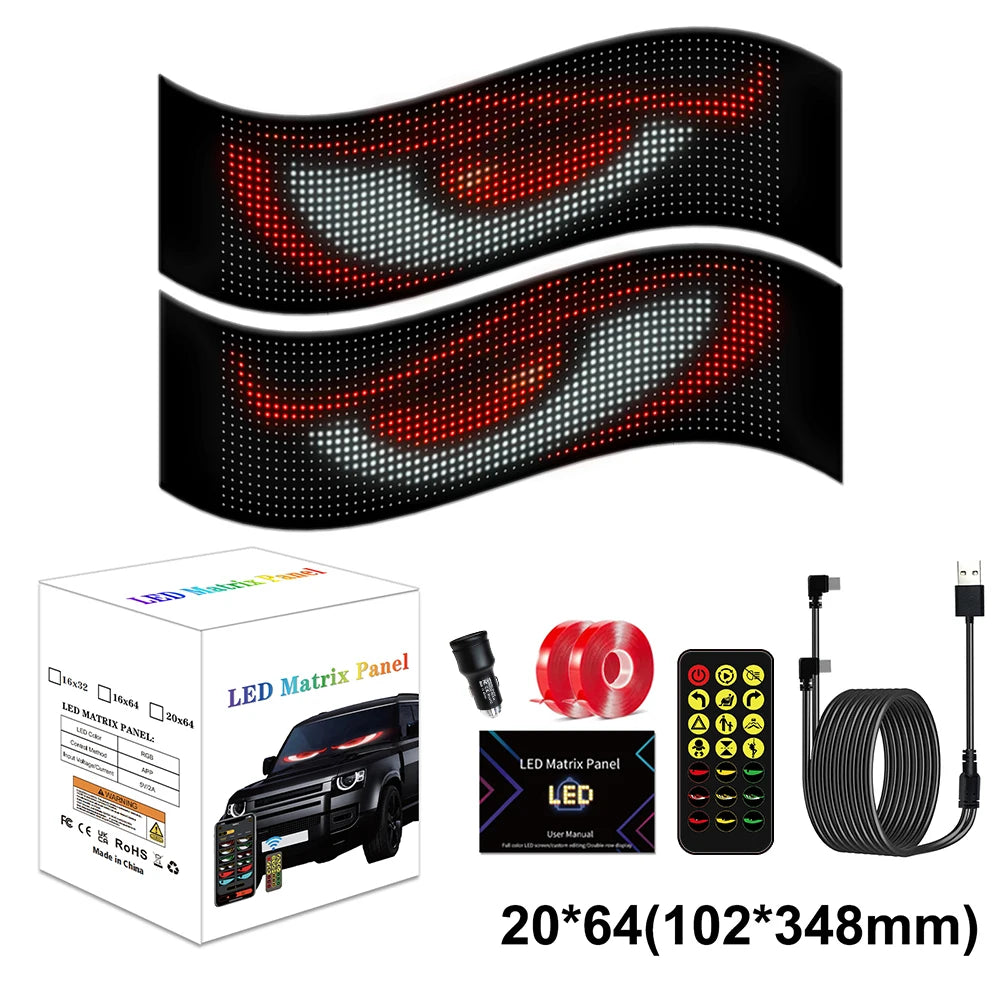 LED Devil Eye Car Lights Dynamic Flexible Programmable Custom Bluetooth Control LED Eyes Display Light For Car Decor