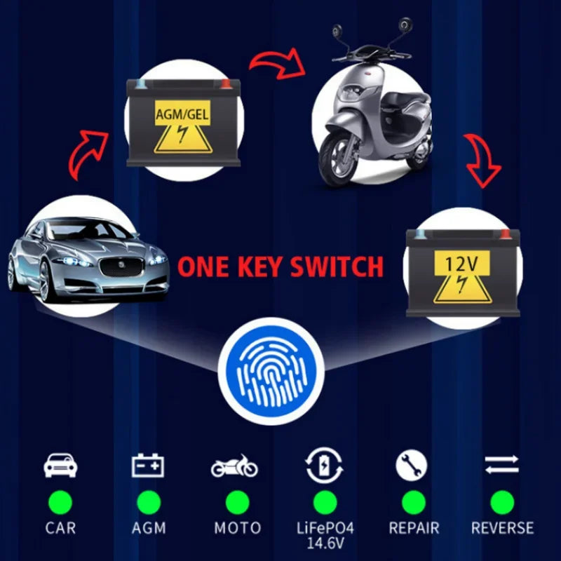 Car battery charger 12v 6A volt motorcycle charging fully intelligent automatic repair battery charger