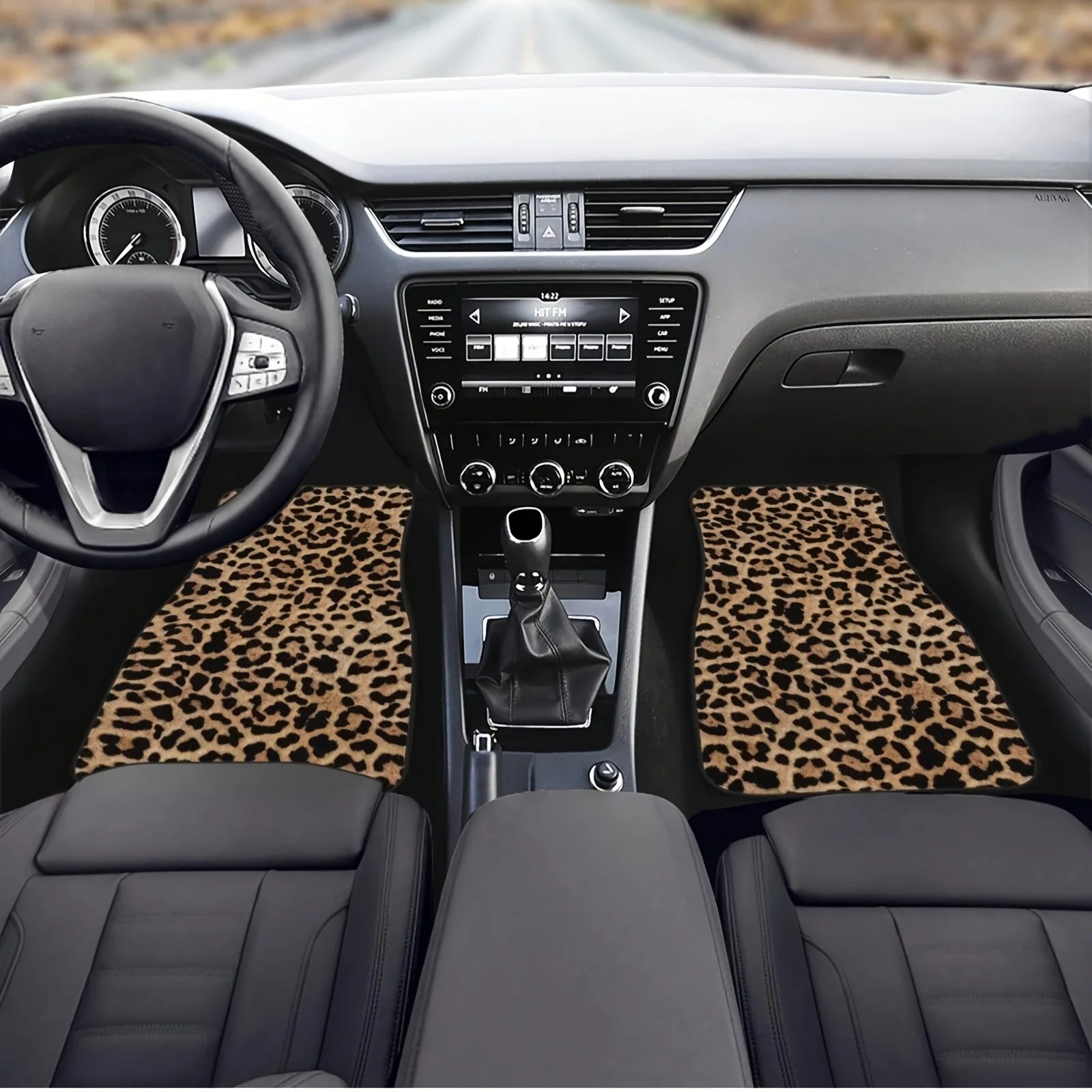 Leopard Print 4pcs or 2pcs  All-Weather Car Mats - Front & Rear Universal Fit for SUVs, Limos & Trucks - Unisex Design