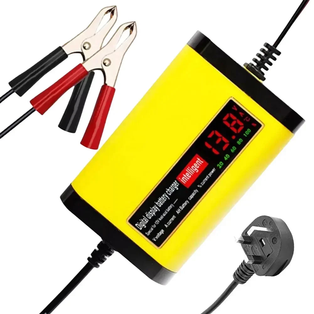 Car Battery Charger 12V 6A Pulse Repair LCD Display Smart Automatic Battery Charger GEL Lead-Acid Charger For Auto Motorcycle
