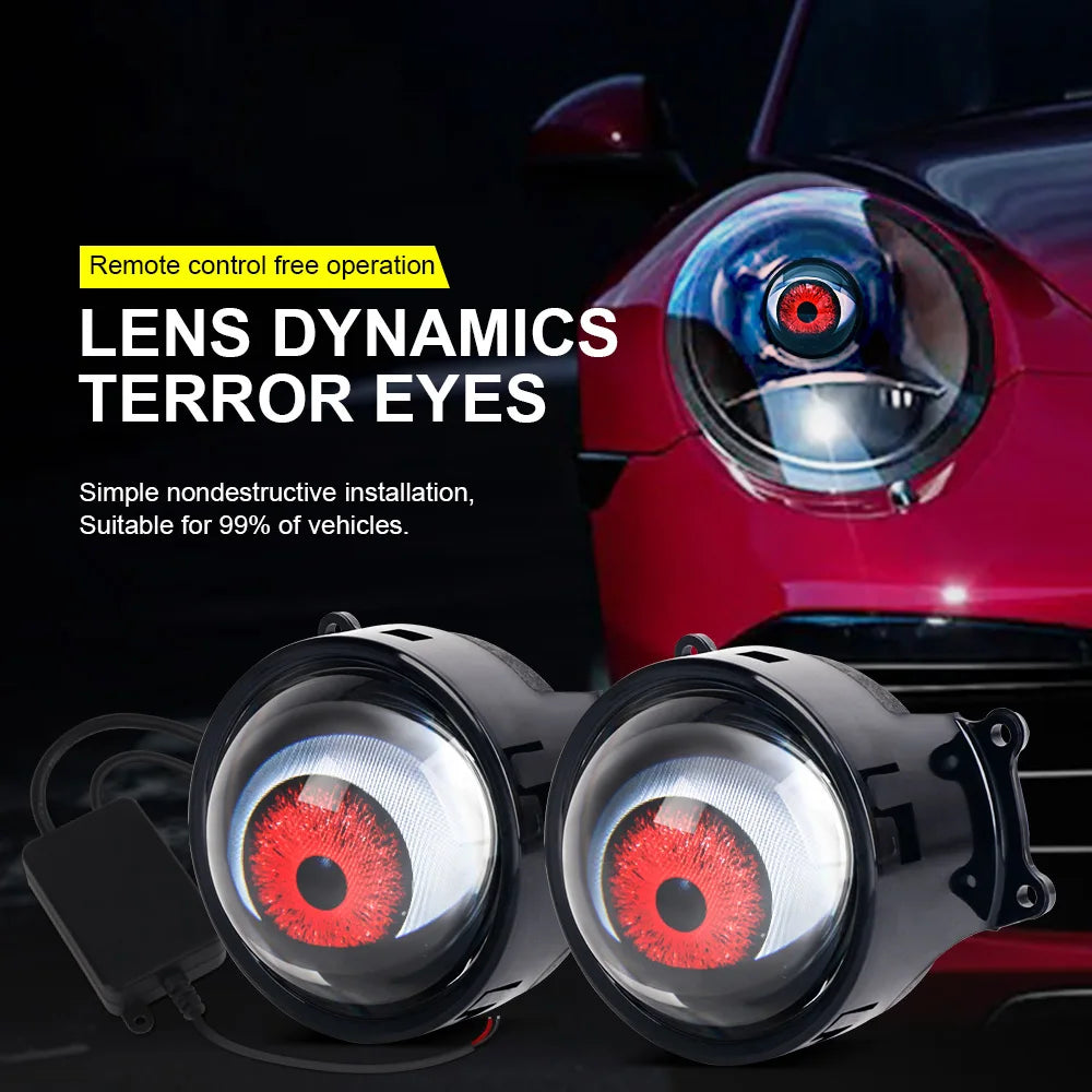 Devils Led Eyes Car Accessories Cool Decoration Dynamic Headlights Remote Control led Lenses Angel eyes Modified Eagle Eye Light