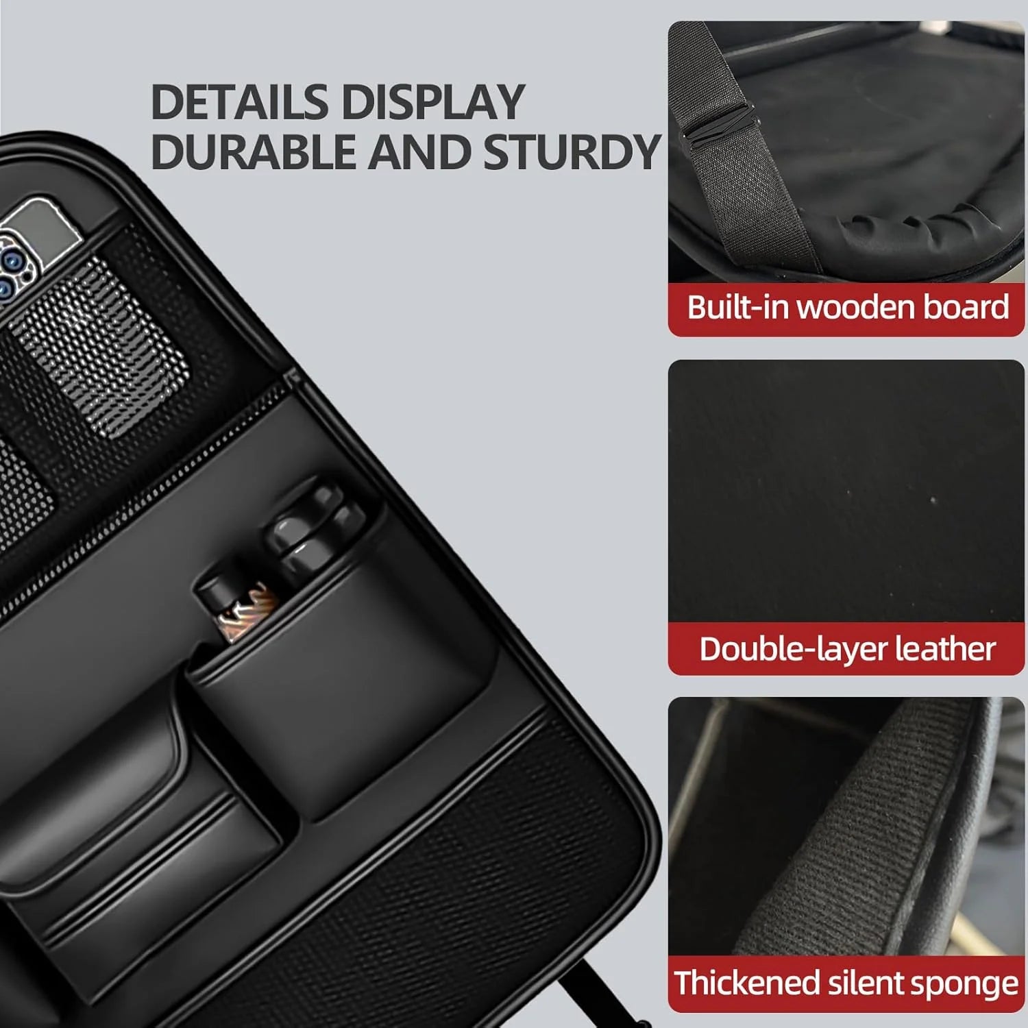 Car Backseat Organizer with Foldable Table Tray＆Stain Proof iPad Storage PU Leather Car Seat Back Protectors Kick Car Essential