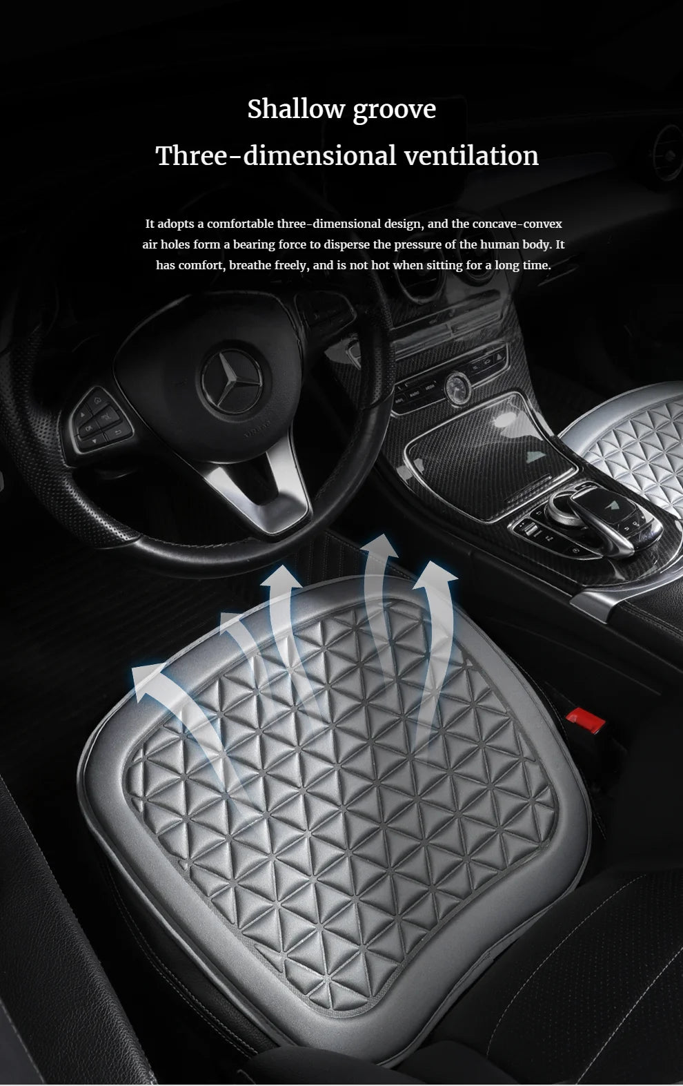 3D Suspended  Car Seat Cushion with Embossed Pattern,Separate Bottom Seat Cushion and Back Cushion Fit for Most Cars