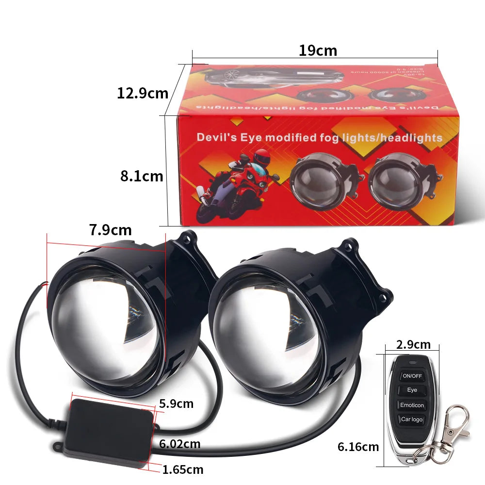3 inch Devil Eye Led Car Dynamic Lights 33 Pattern Cool Decoration LED Headlight Assembly Modified Eagle Eye Light Car Accessory