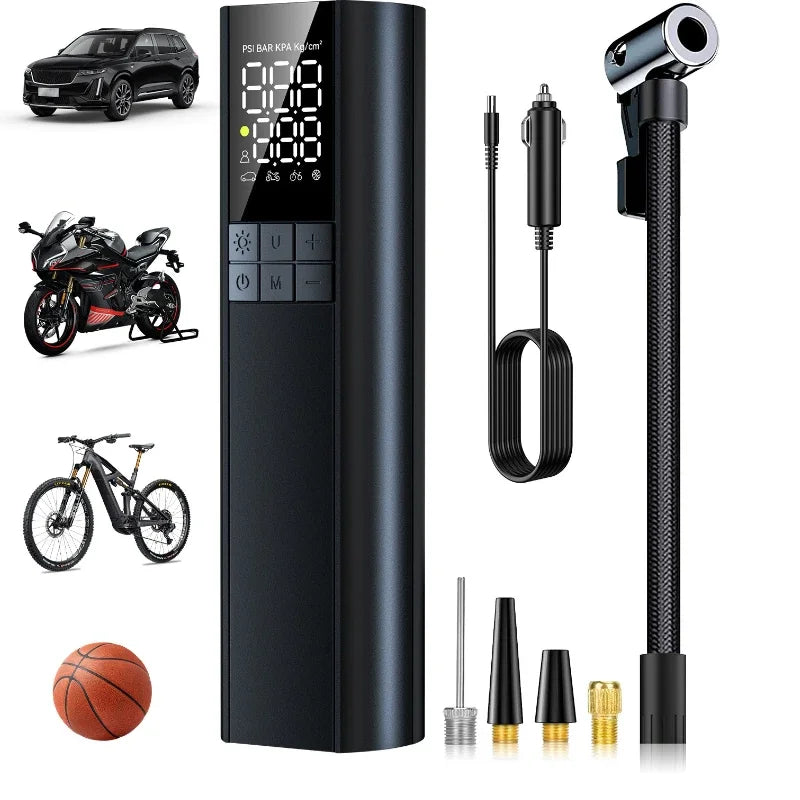150PSI Electric Vehicle Inflator Pump for Tires Inflate Tire Pressure Detecting with Emergency Lighting Intelligent and Safe