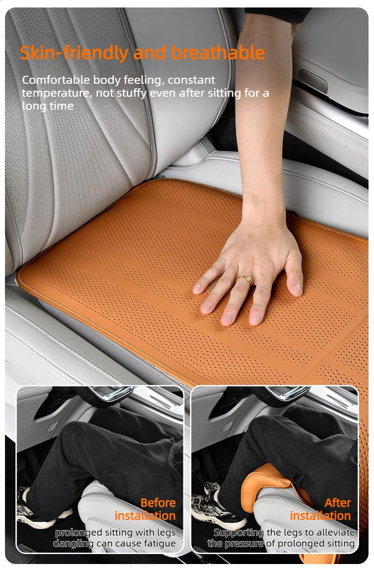 Universal Car Seat Cushion Leather Breathable Non-slip  Seat Extended Footrest Driver and Passenger Leg Rest Car Seats Cover