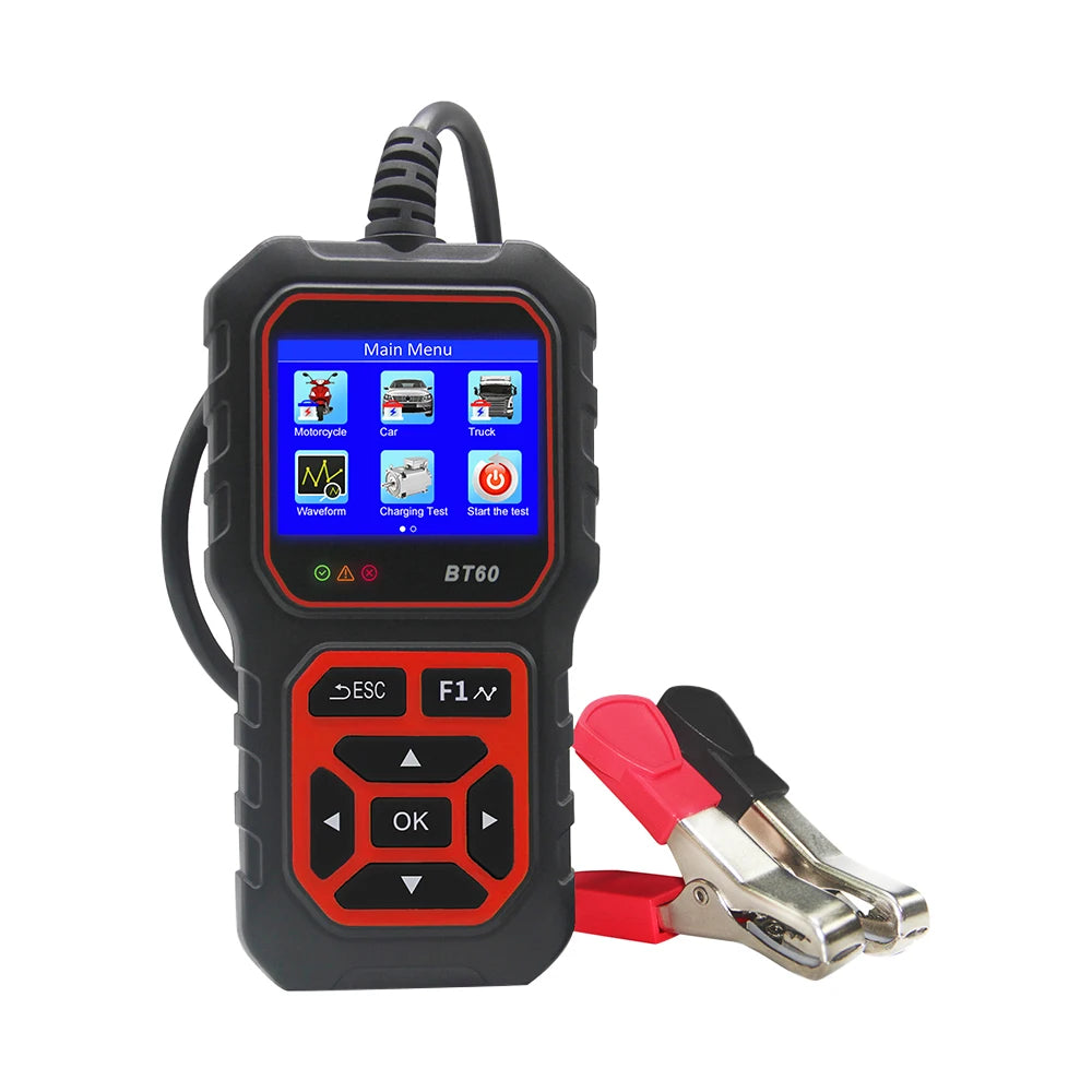 12V/24V BT60 Automotive Battery Tester Digital Auto Battery Analyzer Charging Cranking Tester for Car Truck Motorcyle Vehicle RV