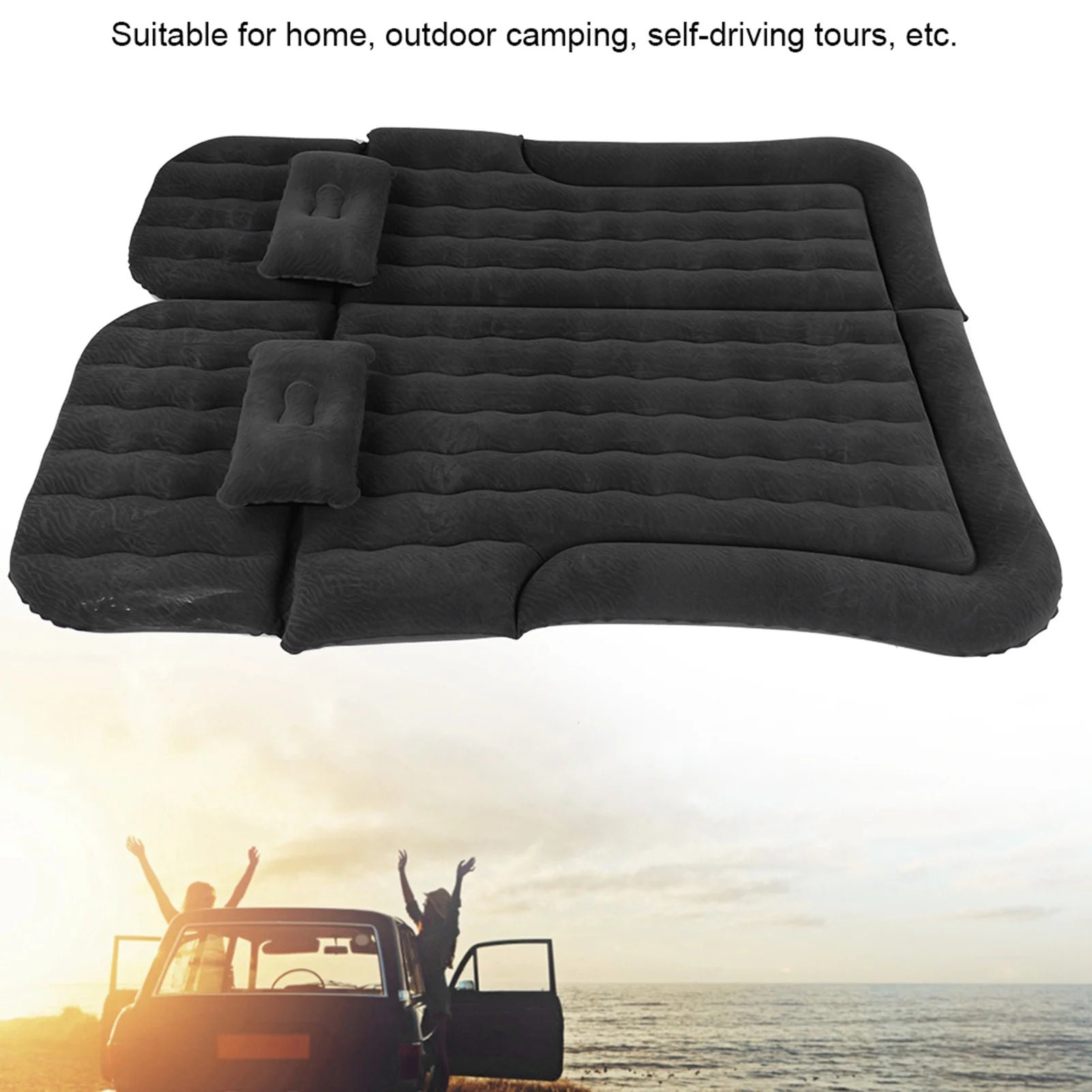 2‑In‑1 SUV Inflatable Mat Car Mattress Multifunction Soft Sleeping Rest Cushion Inflatable Travel Mattress for Traveling Car
