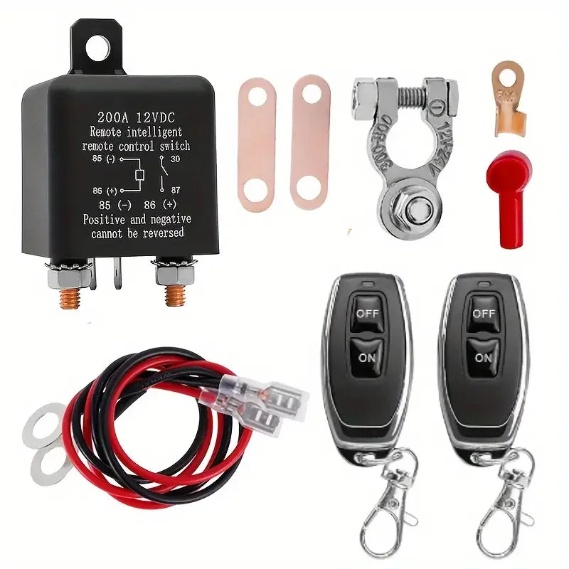 Automotive Relay Remote Car Control Battery Disconnect Anti-Theft with Dual Remote Control Switch Battery Switch Relay 12V