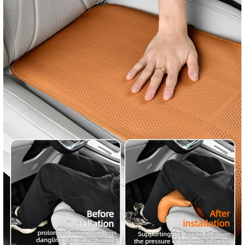 Universal Car Seat Cushion Leather Breathable Non-slip  Seat Extended Footrest Driver and Passenger Leg Rest Car Seats Cover