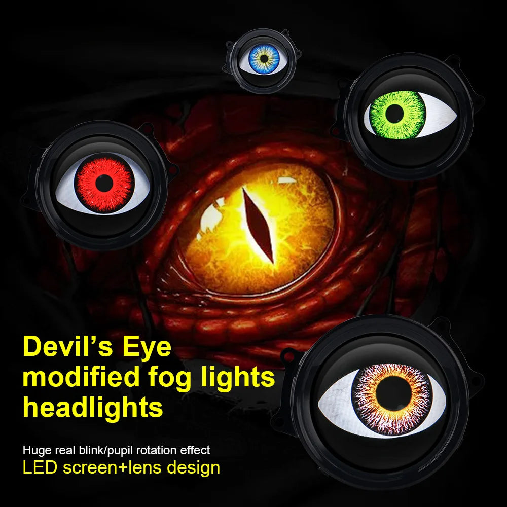 Devils Led Eyes Car Accessories Cool Decoration Dynamic Headlights Remote Control led Lenses Angel eyes Modified Eagle Eye Light