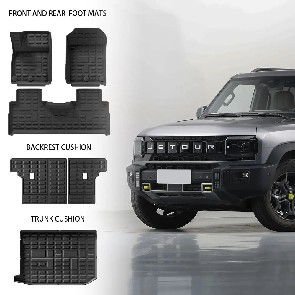 For Chery Jetour T2 2023 2024 2025 TPE 3D Floor Mats All Weather Front Rear Cargo Liner Trunk Mat Waterproof Anti-Slip Foot Pads