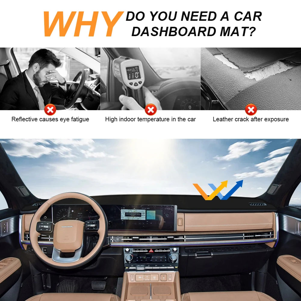 Car Dashboard Mat For Hyundai Santa Fe MX5 MK5 2024 2025 2026 Dashmat Avoid Light Pads Sun Shade Carpet Cover Auto Accessories