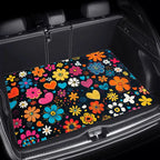 1pcs Car Trunk Mat Colorful Flower Design Dust-Proof Mat Wear-Resistant Dirt-Resistant Easy-Care Cargo Liner for Car Interior