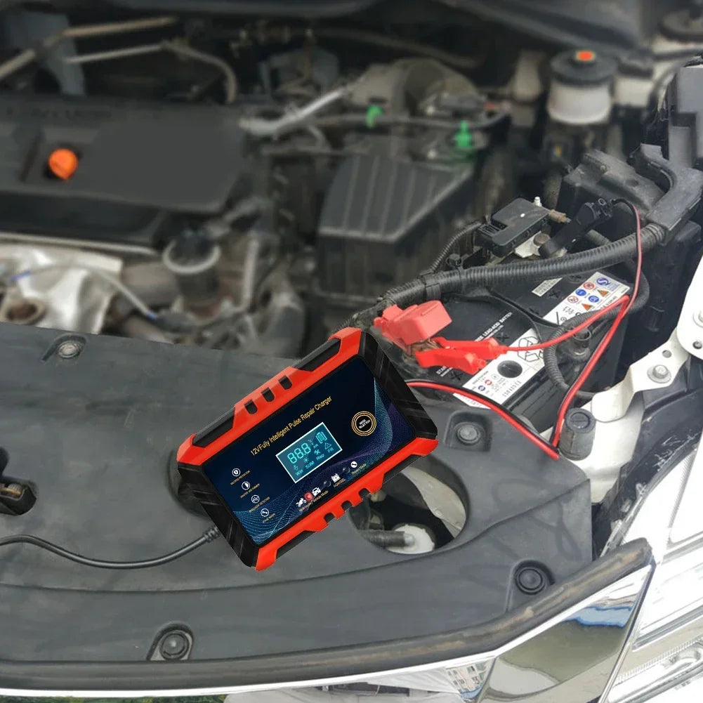 Car Battery Charger 12V 6A Pulse Repair LCD Display Smart Automatic Battery Charger GEL Lead-Acid Charger For Auto Motorcycle