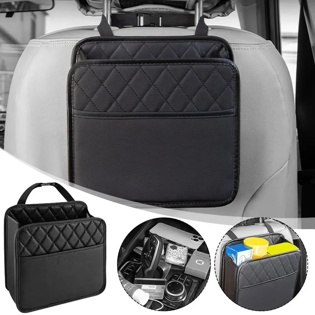 Car multifunctional storage box folding leather storage bag for car seat back storage bag storage bag
