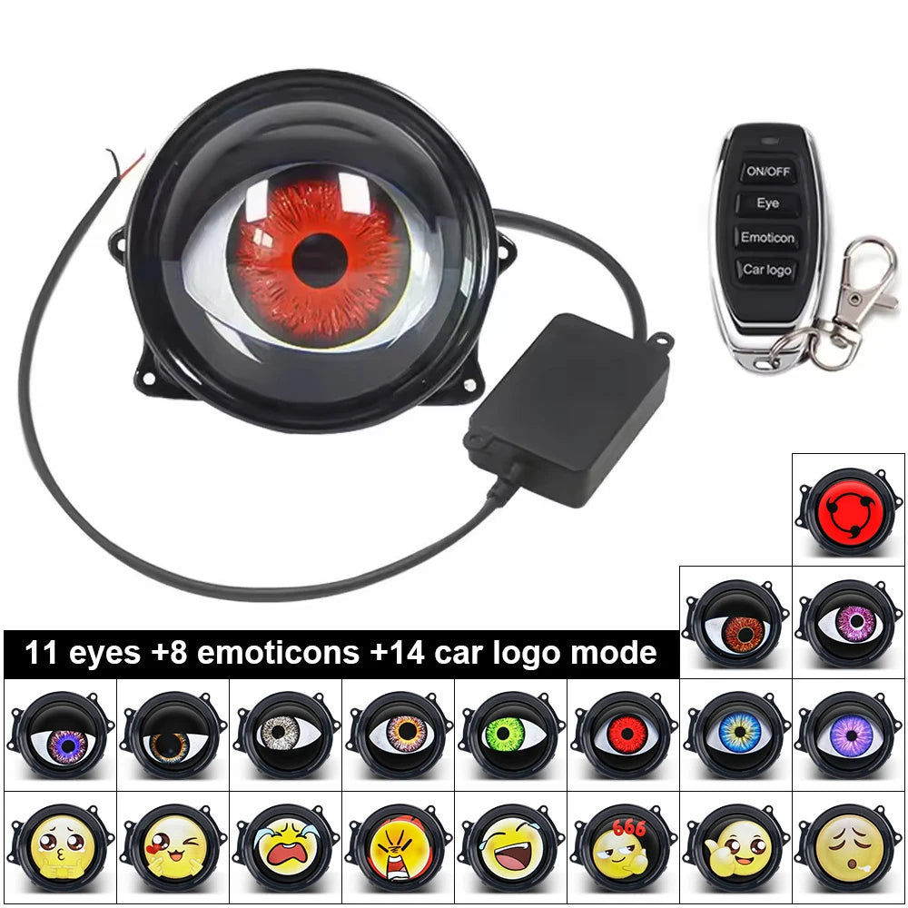 Car LED Devil's Eye Demon Eye LED Projector Headlights Cool Decoration Dynamic Headlight Bulb Angel Eyes DRL For Car Accessory