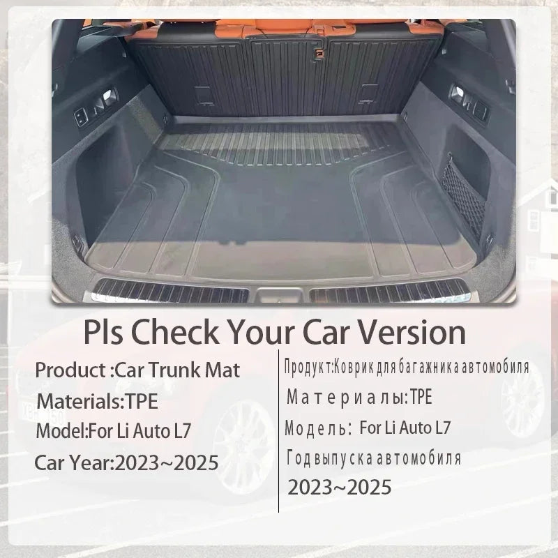 TPE Car Boot Trunk Mats For Li Auto L7 Lixiang L7 2023 2024 2025 Waterproof Rear Trunk Mats Carpet Storage Pads Auto Accessories