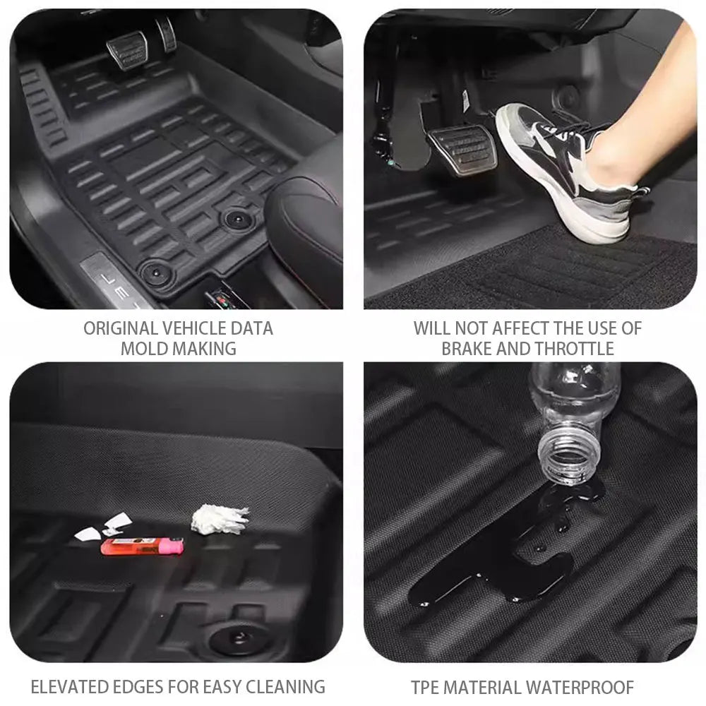 For Chery Jetour T2 2023 2024 2025 TPE 3D Floor Mats All Weather Front Rear Cargo Liner Trunk Mat Waterproof Anti-Slip Foot Pads
