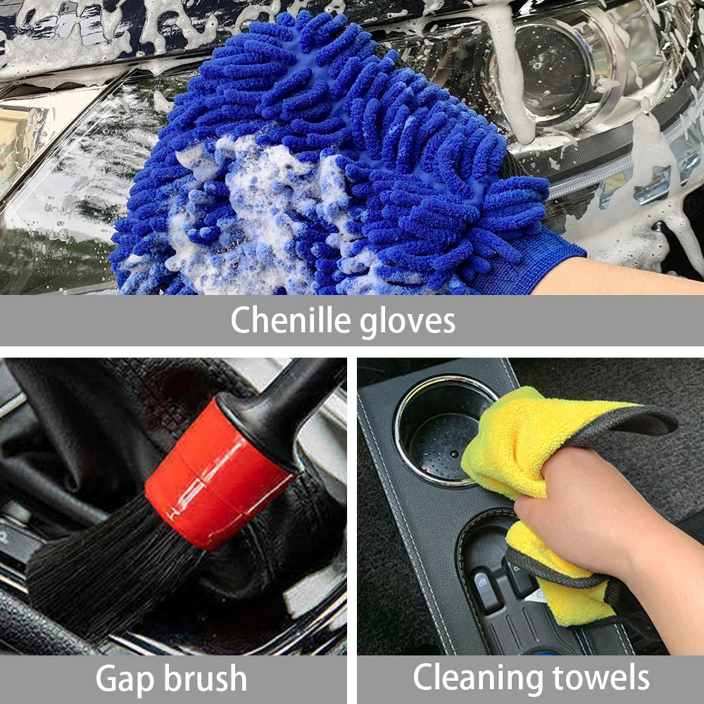 Motorcycle Washing Kit Auto Maintenance Vehicles CleanING Supplies Strong Water Absorption Microfiber Towels for Car Accessories