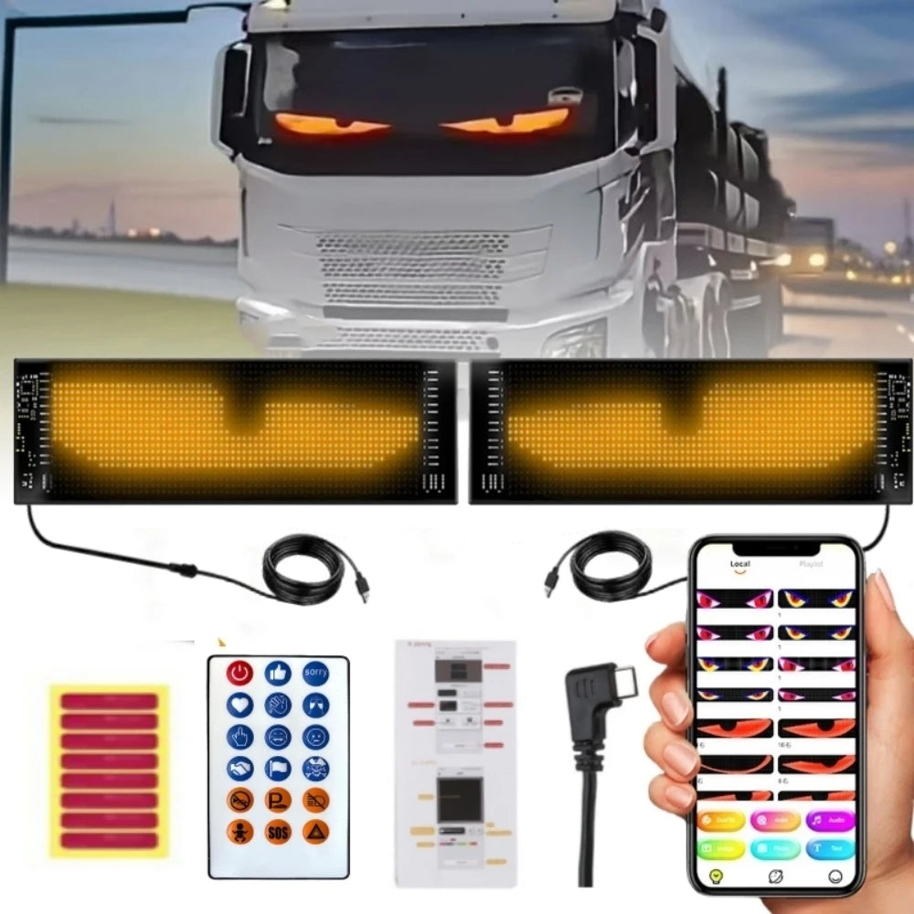2PCS LED Eyes For Car Windshield Window Screen Wireless Devil Eyes Light Flex LED Display Dynamic Eyes For Car Lights