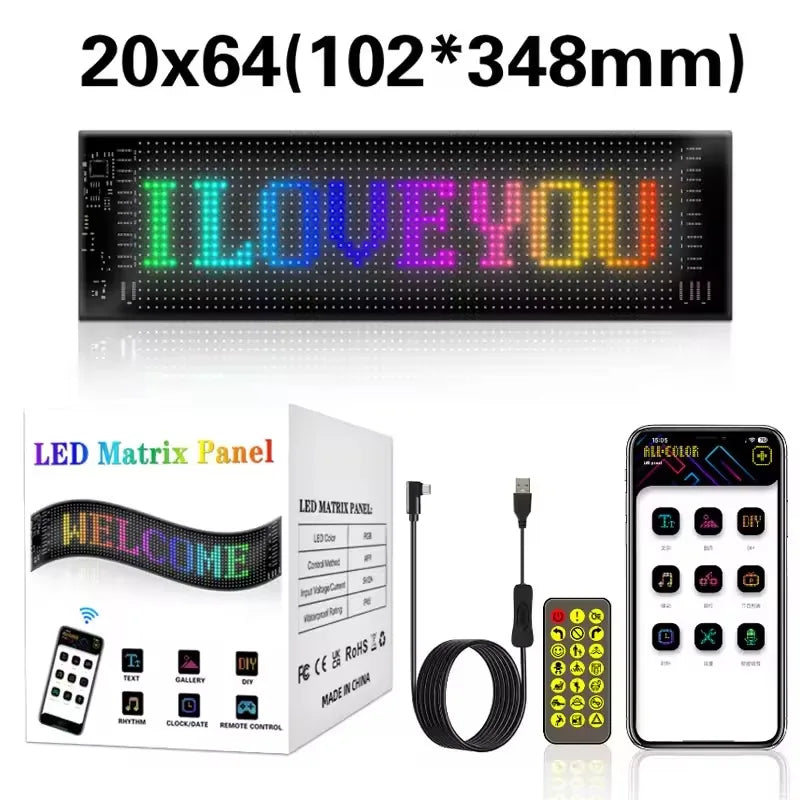 Devil Eyes LED Light Flexible Digital Scrolling LED Display Bluetooth APP Control DIY Text Pattern Animation for Car Bar School