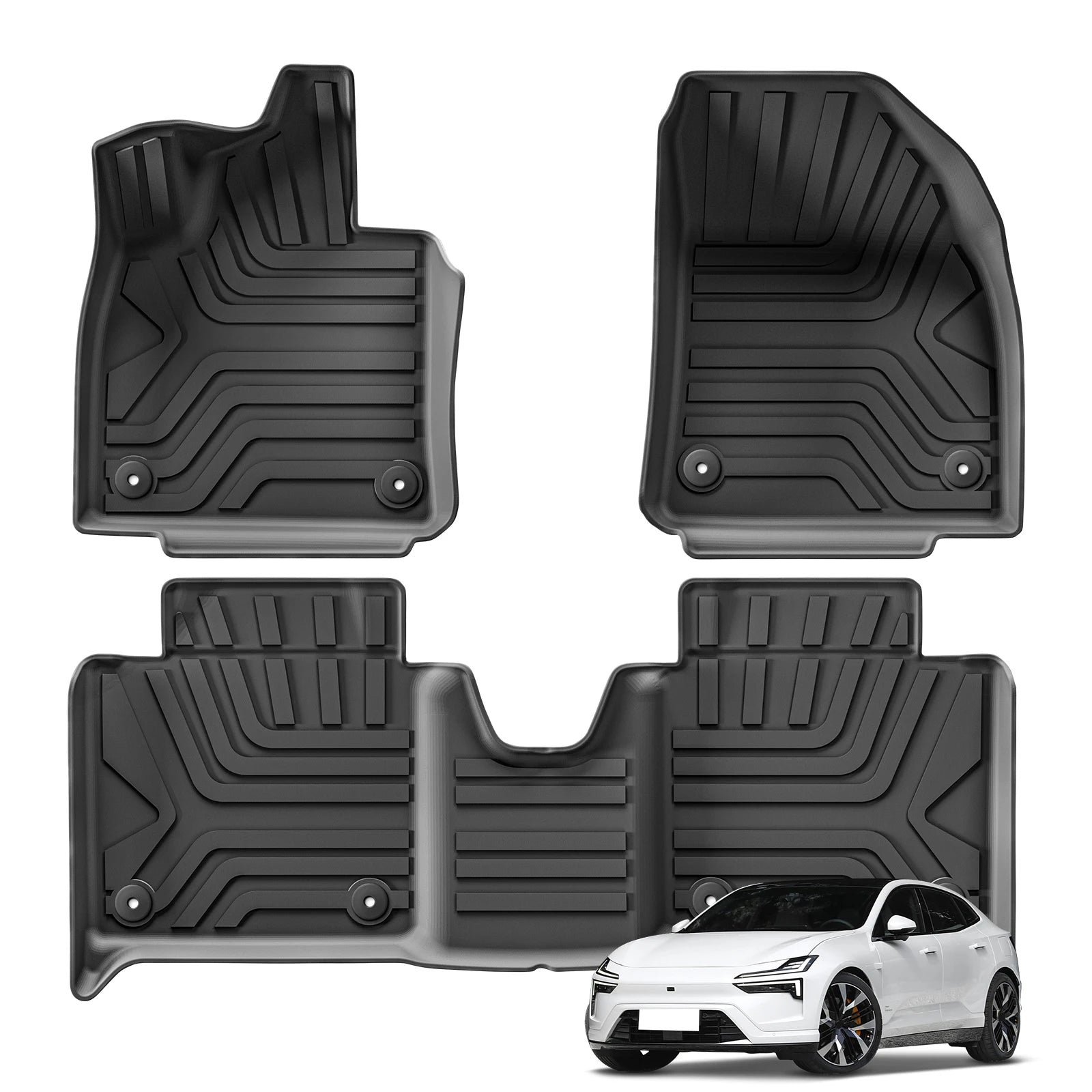 for Polestar 4 2023 2024 2025 Car Floor Mats Cargo Liner Trunk Pad TPE 3D Foot Mat Waterproof All Weather Accessories BLACK