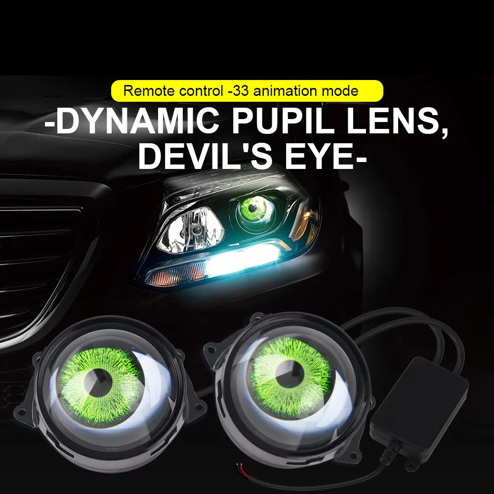 Devils Led Eyes Car Accessories Cool Decoration Dynamic Headlights Remote Control led Lenses Angel eyes Modified Eagle Eye Light