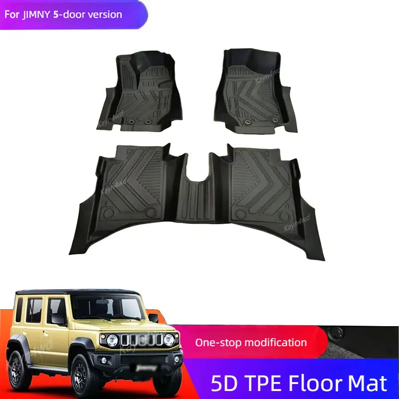Off Road 4x4 Car Accessories 5D Style TPE Waterproof Floor Mats Carpet Kits For 2023-2025 Suzuki 5 Door Jimny JB74 JC74 Foot Pad