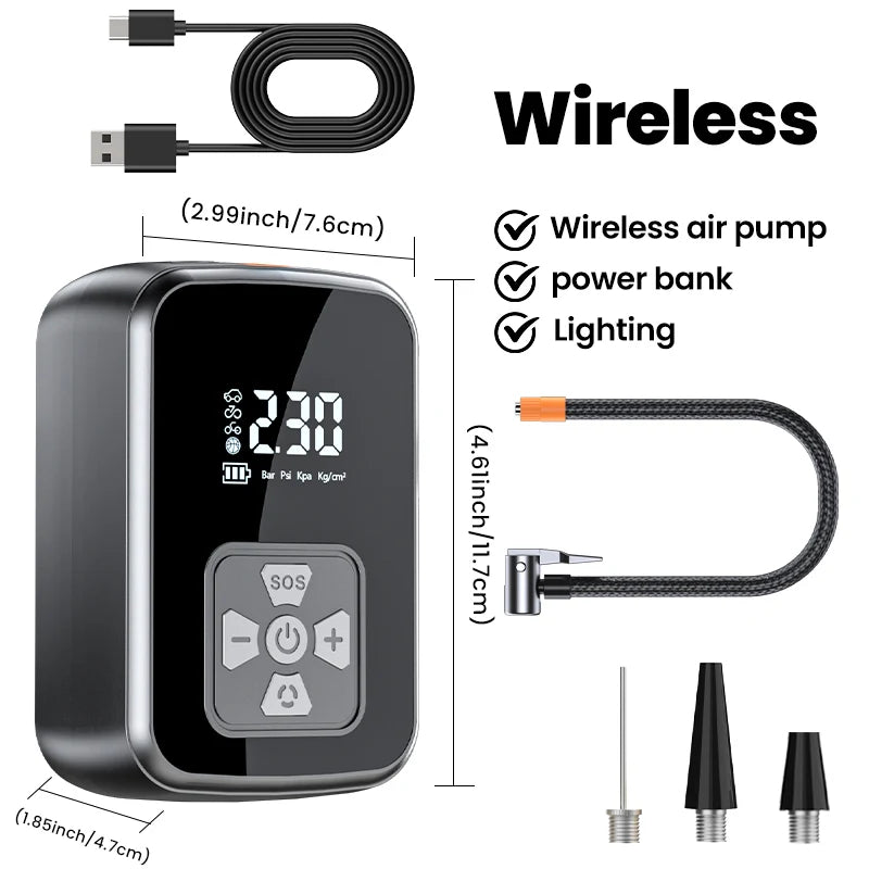 Portable Car Air Pump Electric Tire Inflator Intelligent Digital Display Tire Inflator For Car Motorcycle Bicycle Air Compressor