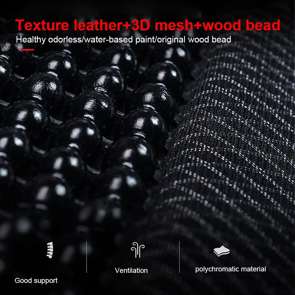 Car Wooden Bead Seat Cushion Summer Cool Leather Car Seat Cover Breathable Handmade Auto Seat Mat Pad Universal Auto Accessories