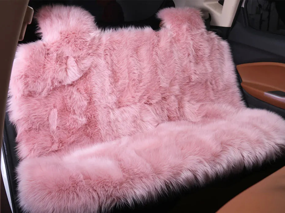 Car Seat Cover Faux Fur Warm Car Seat Cover Faux Plush Black Cute Fundas Coche Asiento Universal Decorative Accessories