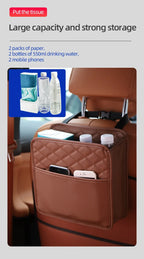Multifunctional car seat storage bag Leather storage bag Garbage bag Storage bag Suitable for most car models