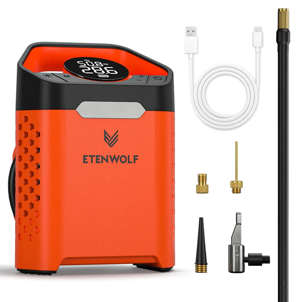 New ETENWOLF V3 Portable Tire Inflator Pump 160 PSI Car Compressor 100% Duty Cycle 7800mAh Air pump For Cars Motorcycles Bicycle