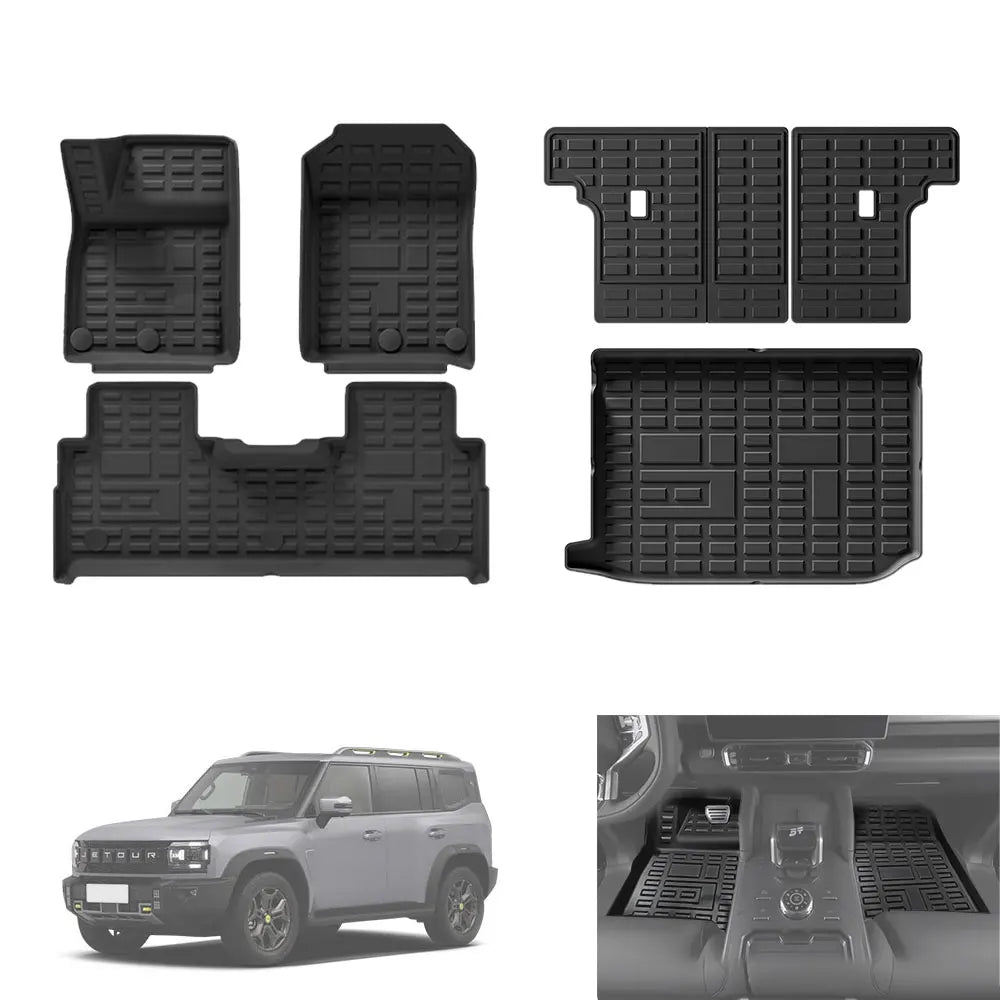 For Chery Jetour T2 2023 2024 2025 TPE 3D Floor Mats All Weather Front Rear Cargo Liner Trunk Mat Waterproof Anti-Slip Foot Pads