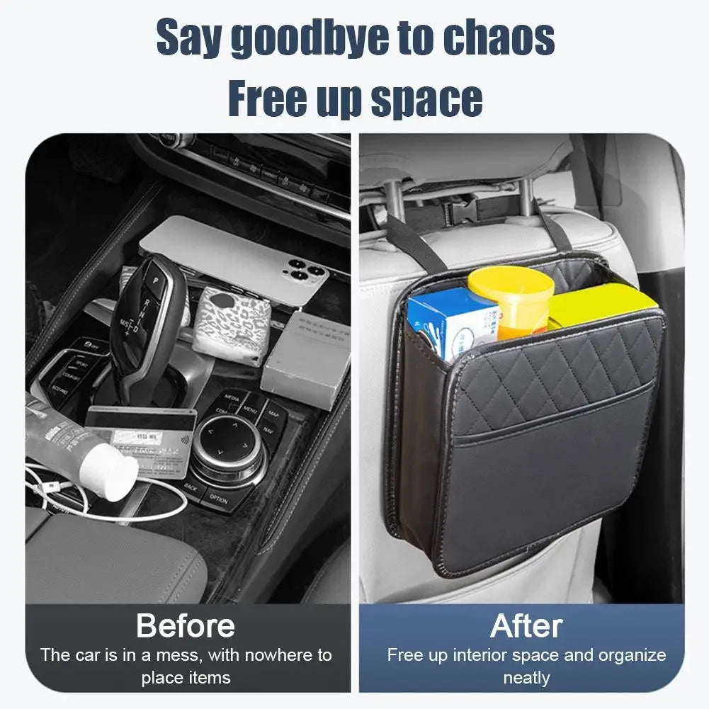 Car multifunctional storage box folding leather storage bag for car seat back storage bag storage bag