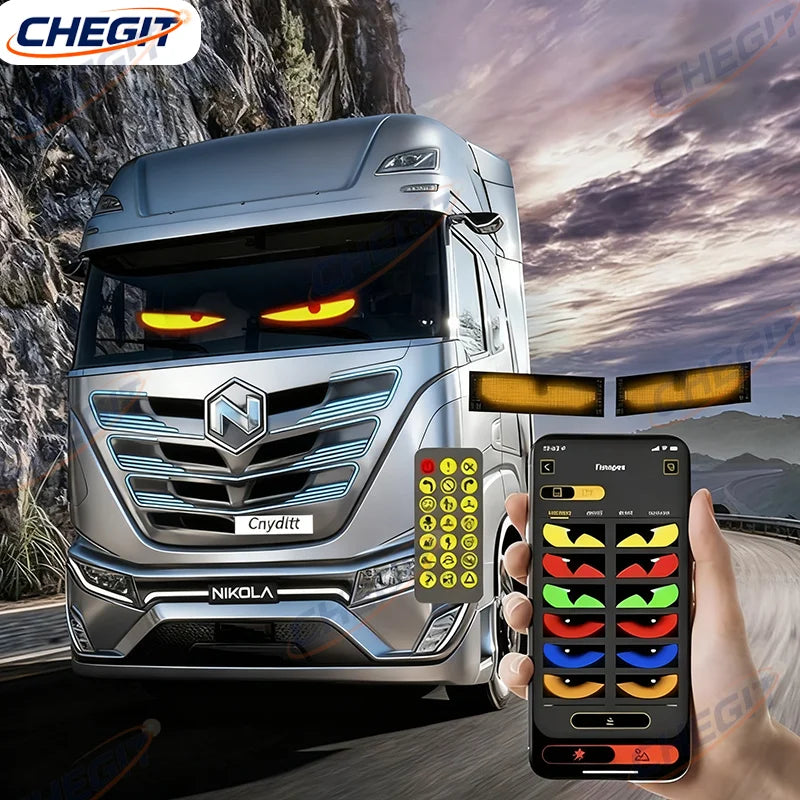 Led Eyes for Truck DIY Custom Text Pattern Programmable Display Truck Car Devil Eye App Control Scrolling Advertising LED Sign