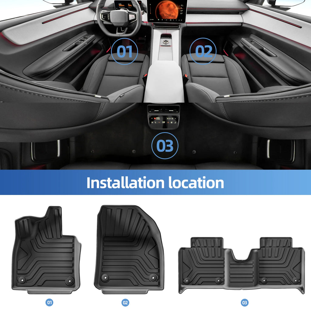 for Polestar 4 2023 2024 2025 Car Floor Mats Cargo Liner Trunk Pad TPE 3D Foot Mat Waterproof All Weather Accessories BLACK